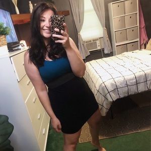 Wet Seal Turquoise & Black Sweater Tank Dress